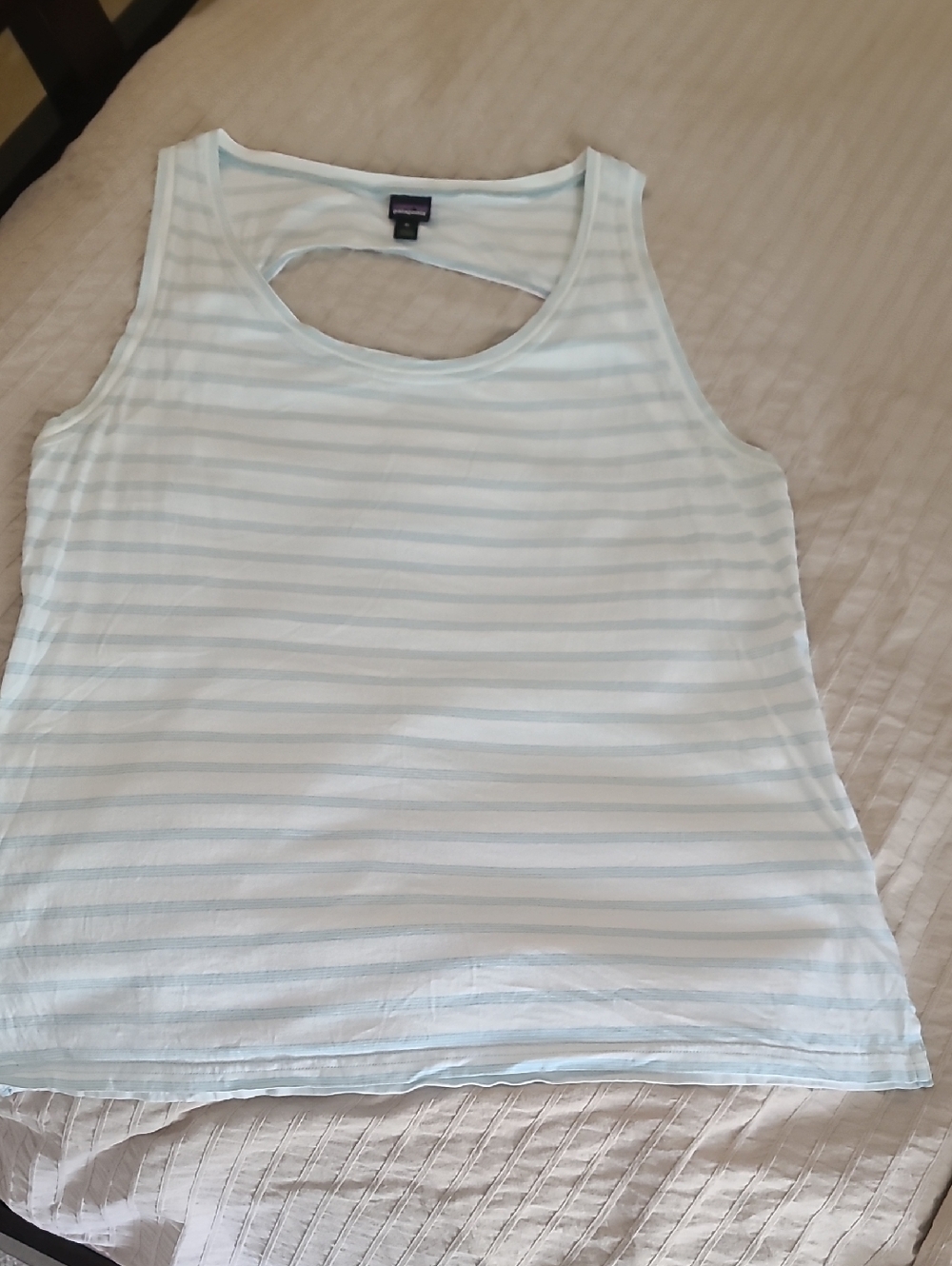 Patagonia Pale Blue & White Striped Cutout-Back Tank